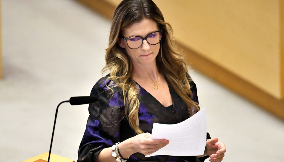 Liza-Maria Norlin (KD) under debatten i riksdagen om socialutskottets förslag om förbättrade möjligheter att byta kön.