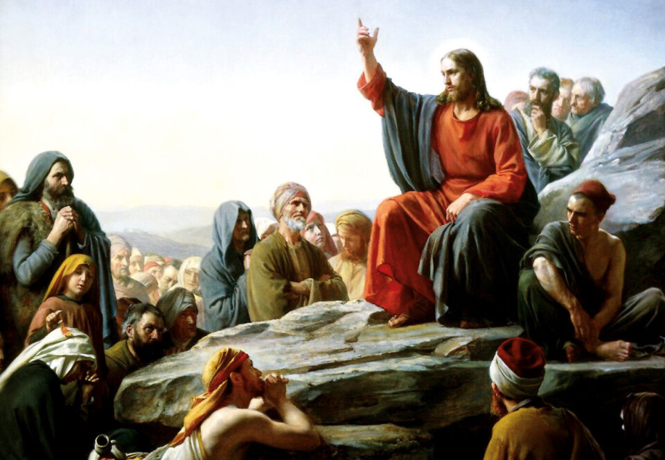 I Matteusevangeliet 5-7 (Bergspredikan) har evangelisten samlat undervisning om livet i det rike Jesus kommit med. Kopplingen till Mose som på berget Sinai tar emot lagen är tydlig, skriver pastor Jan-Gunnar Wahlén. Detalj av målning av Carl Bloch.